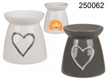Ceramic Oil Burner with Heart Decor