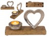 Tealight candle holder with a heart on a wooden base