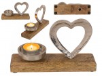 Świecznik na tealight z sercem na drewnianej podstawie