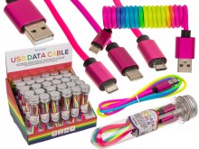 iPhone Data Cable, Micro USB, Type C - Rainbow