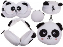 Plush travel pillow and eye mask - panda