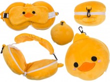 Plush travel pillow and eye mask - duck