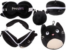 Plush travel pillow and eye mask - kitty