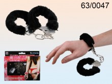 Handcuffs with fur - black color, last pieces