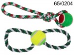 Teether for a dog, throwing toy - rope with a ball