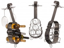 Metal rack for 4 bottles and 2 cello glasses