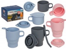 Silicone travel mug with lid and tube