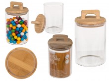 Glass storage box with wooden lid 950 ml