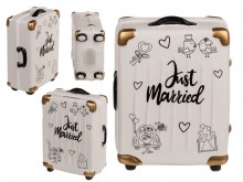 Piggy bank suitcase on wheels - Just Married
