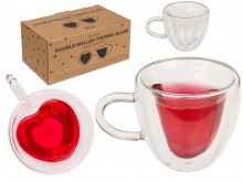 Set of 2 heart cups - thermal glass