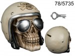 Skull in Motorcycle Helmet Money Box