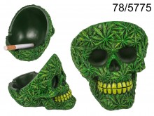 Skull ashtray - marijuana leaf
