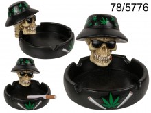 The ashtray is scammed with weed