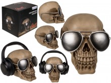 Headphone holder skull with glasses