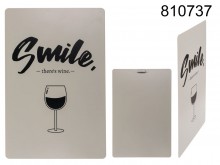 Metal sign to hang Smile - there's wine