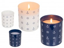 Sea candle in a jar with anchors