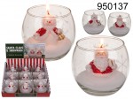 Christmas candle in a glass Santa Claus or Snowman