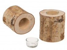 Decorative tree trunk with a tealight insert, 10 ...
