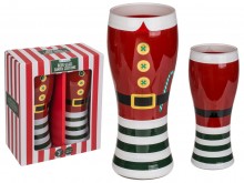 Glass beer mugs for St. Santa Claus - set of 2