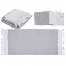 Gray and white fouta towel 80x170 cm