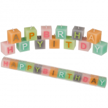 Pastel candlestick with the words Happy Birthday