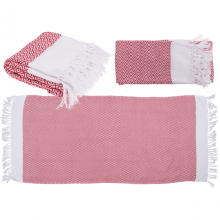 Red and white fouta towel 80x170 cm