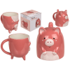 Inverted head cup - pink pig, 12 x 14 cm