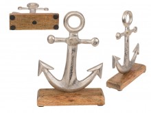 Decoration on a wooden base - an anchor 17 cm