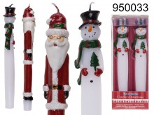 Set of 2 Snowmen or Santa Clauses taper candles