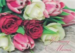 Karnet na Dzień Mamy z kopertą - róże, tulipany